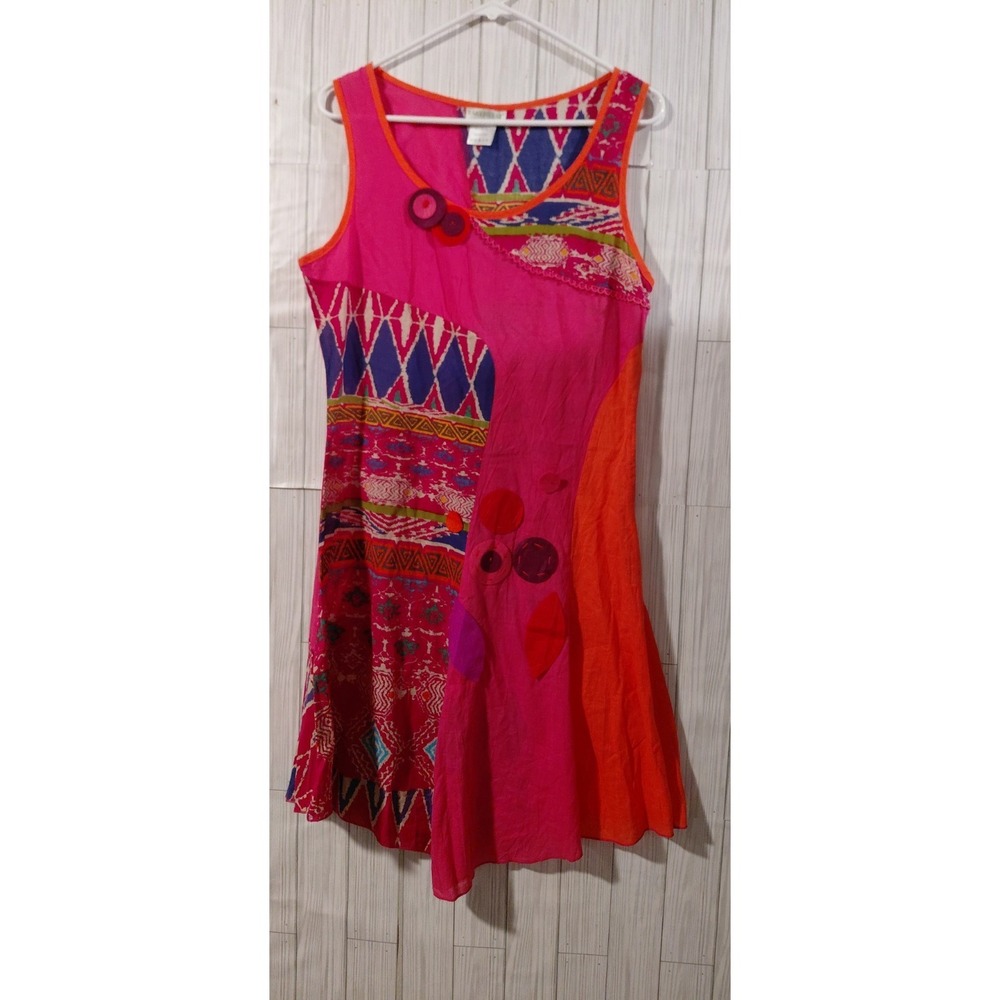 Farinelli Patchwork Sleeveless Boho Dress artsy Bohemian art-to-wear SzM vibrand